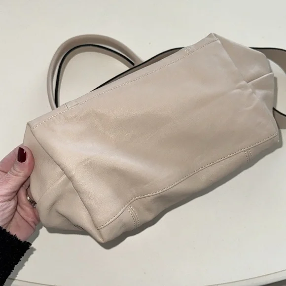 Longchamp le pliage cuir leather small handbag bag nude bone ivory off-white - Picture 17 of 17